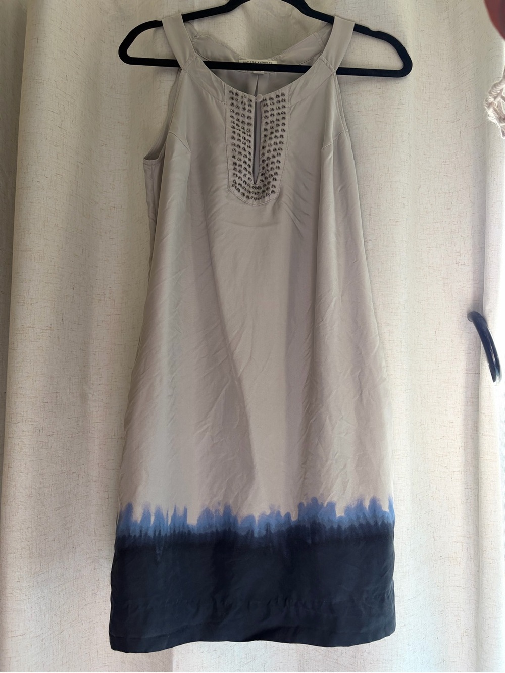 Banana Republic Sleeveless Gray and Navy Ombre Dress with Studded Yoke